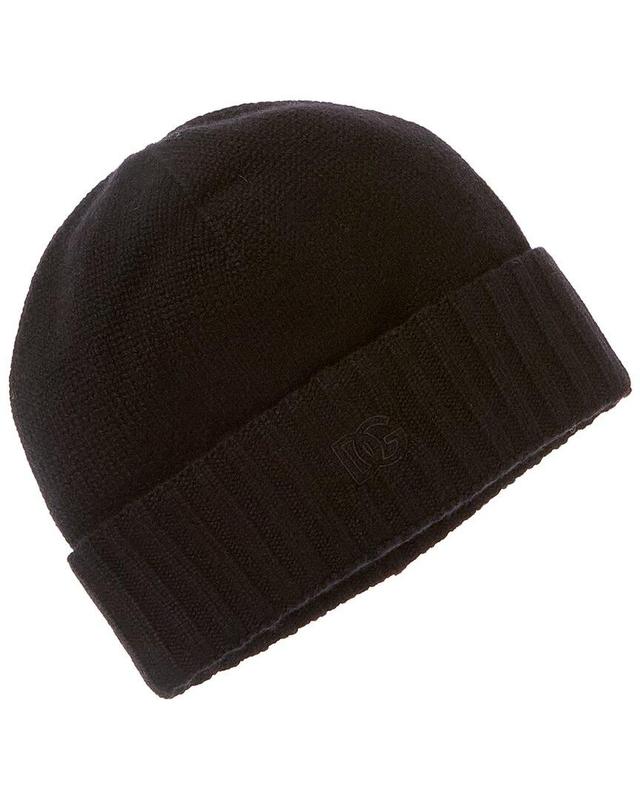 DOLCE & GABBANA Logo Cashmere Beanie In Black Product Image