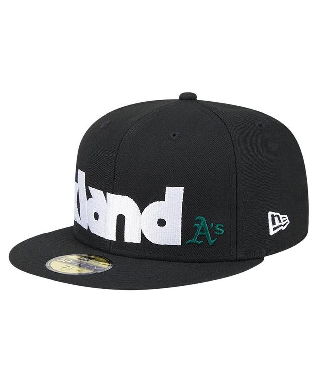 New Era Mens Black Oakland Athletics Checkered Undervisor 59FIFTY Fitted Hat Product Image