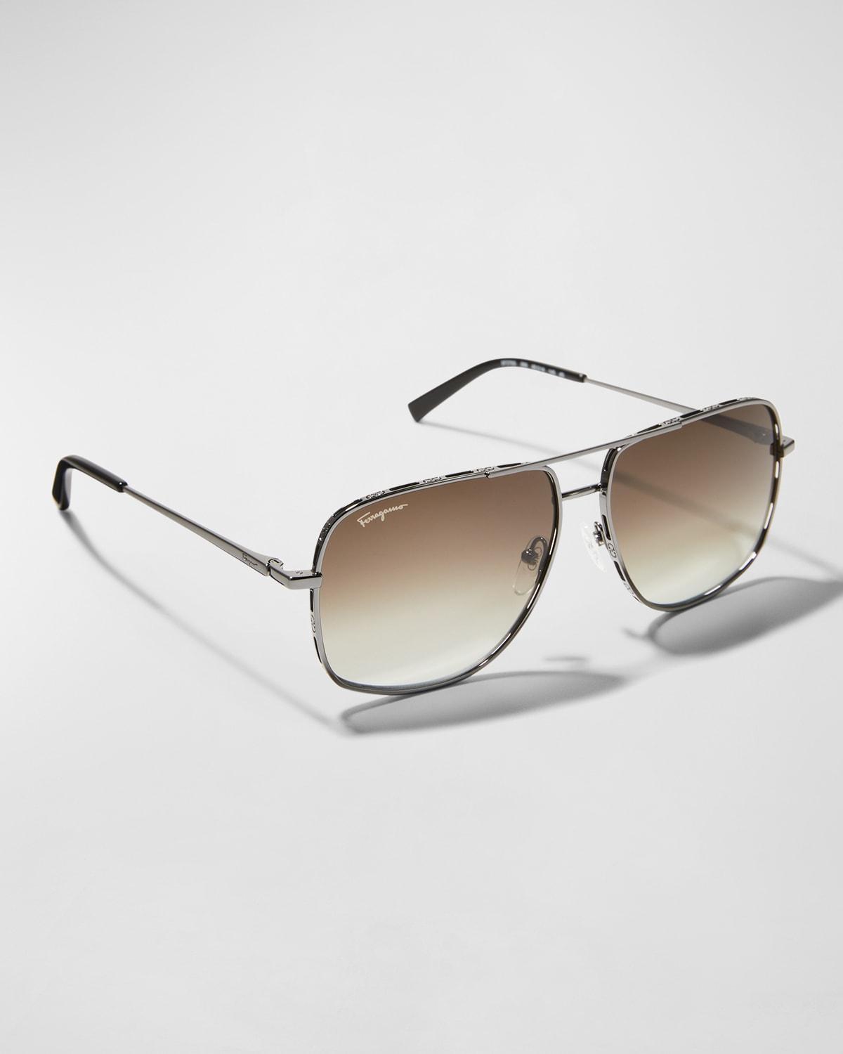 Salvatore Ferragamo Brow Bar Aviator Sunglasses, 60mm Product Image