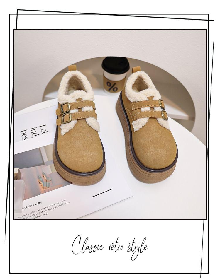 Platform Fleece-Lined Buckled Shoes Product Image