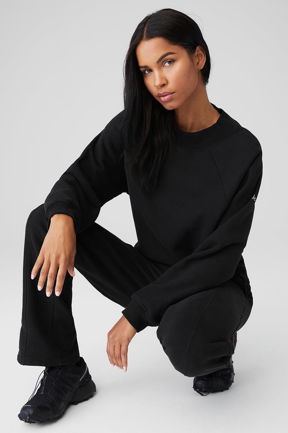 Heavy Weight Free Time Crew Neck Pullover - Black Female Product Image