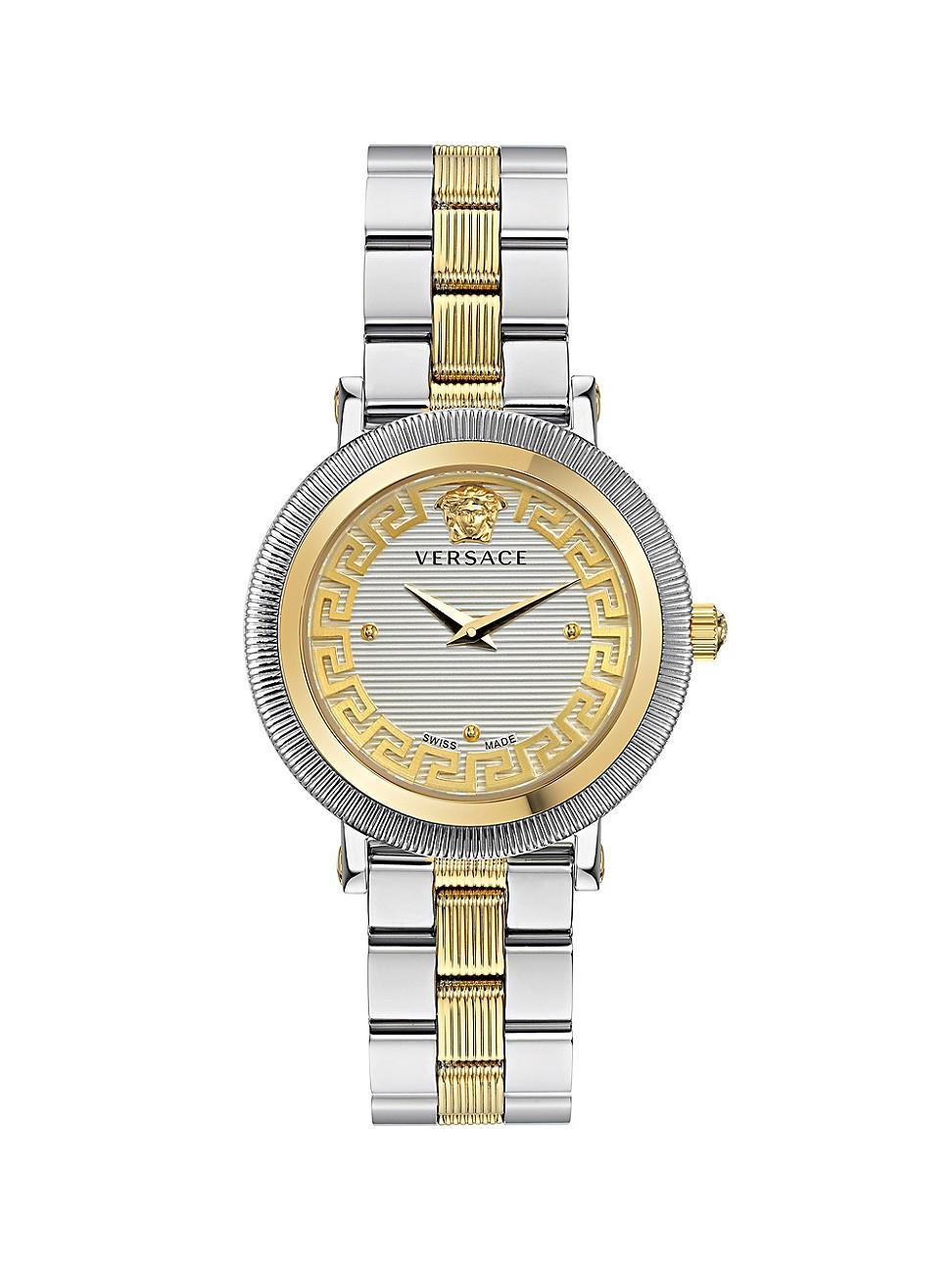 Versace Womens Greca Flourish Quartz Analog Two Tone Stainless Steel Bracelet Watch Product Image