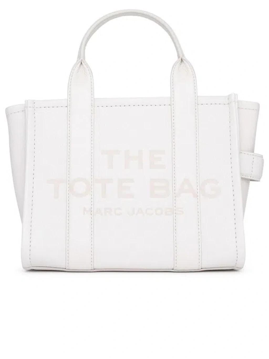 MARC JACOBS Ivory Leather Mini Tote Bag In Beige Product Image