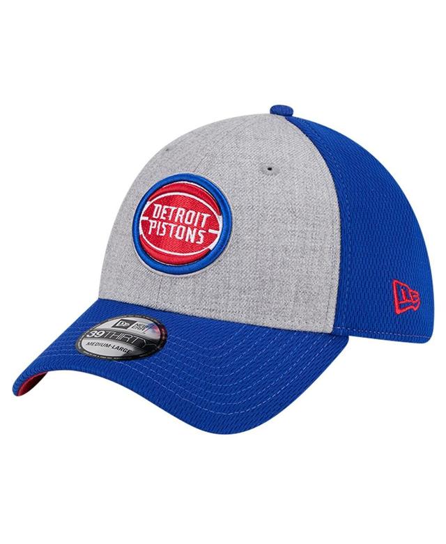 New Era Mens Heather Gray/Blue Detroit Pistons Two-Tone 39THIRTY Flex Hat Product Image