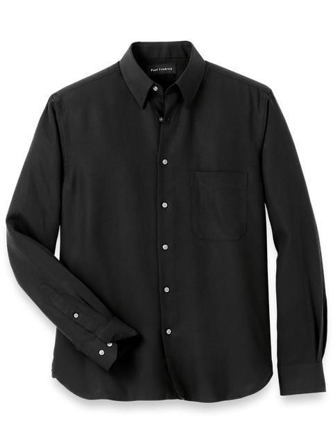 Lyocell Solid Casual Shirt - Black Product Image