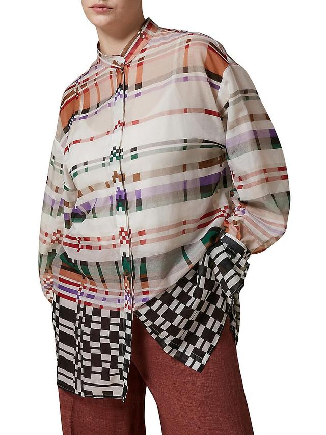 Womens Finito Checkered Cotton-Silk Shirt Product Image