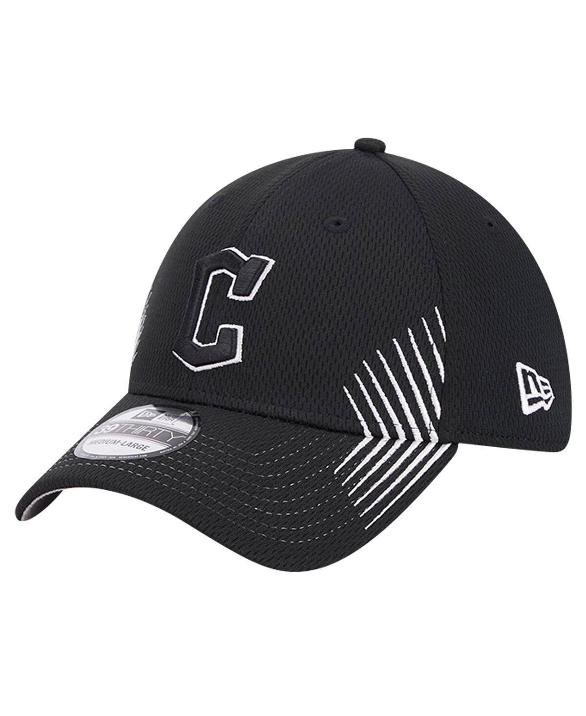 Mens New Era Black Cleveland Guardians Active Dash Mark 39THIRTY Flex Hat Product Image