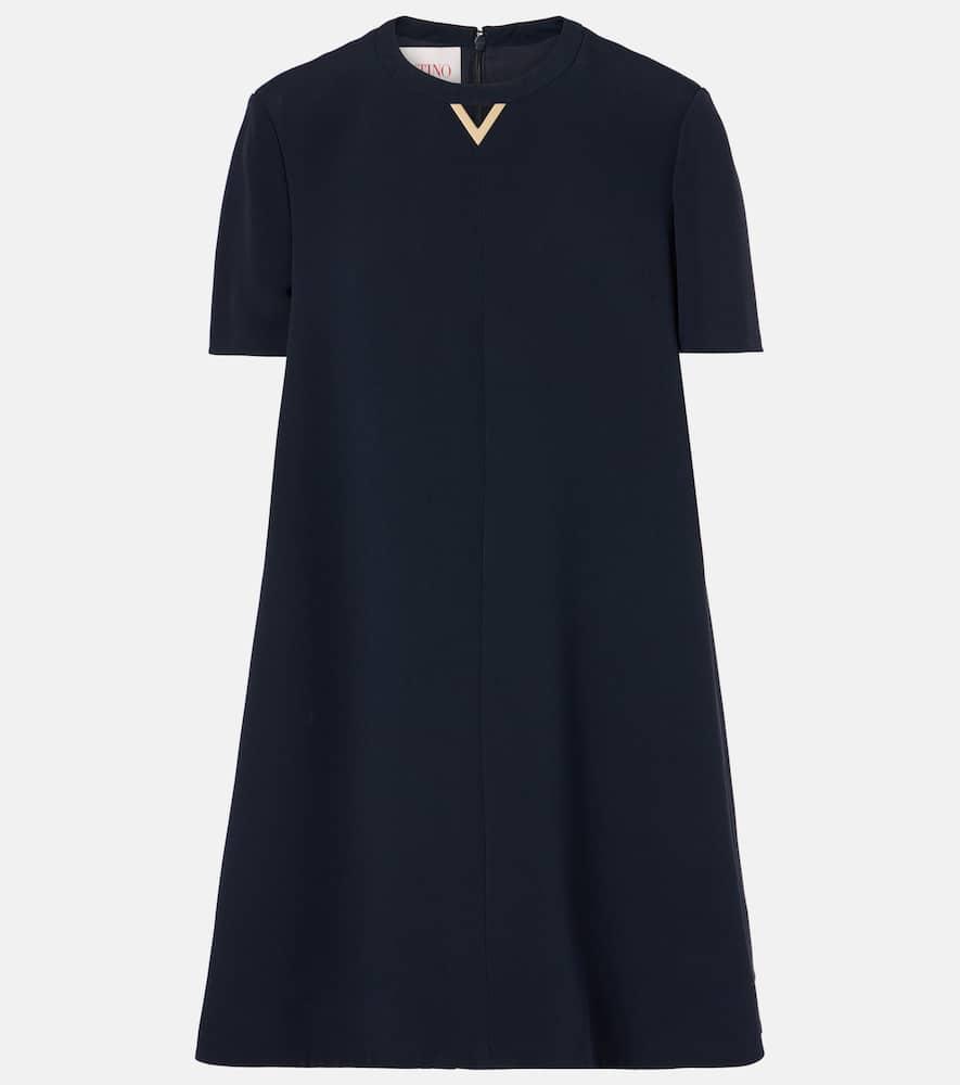 VALENTINO Structured Couture Solid Dress In Dark Blue Product Image