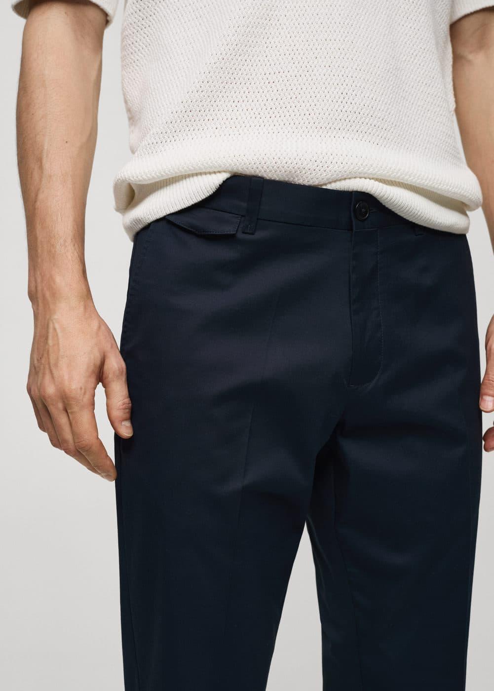 Mango Mens Regular Fit Structure Cotton Trousers Product Image