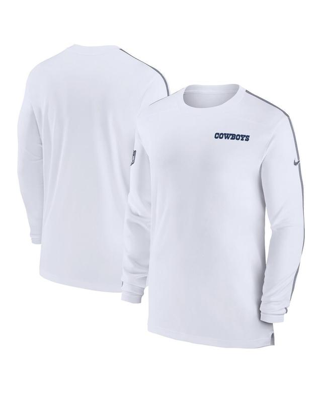 Nike Mens White Dallas Cowboys Sideline Coach Uv Performance Long Sleeve T-Shirt - White Product Image