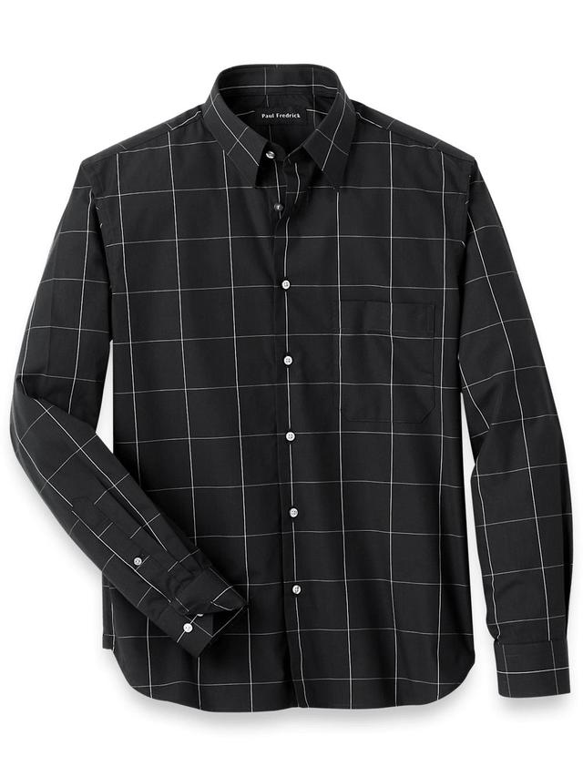 Cotton Windowpane Casual Shirt - Black Product Image