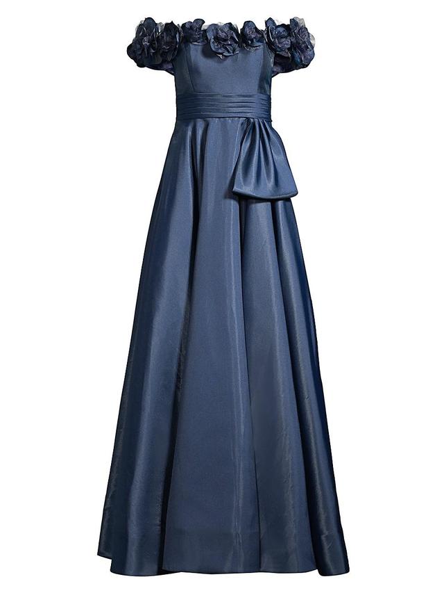 Womens Petaled Off-The-Shoulder Gown Product Image