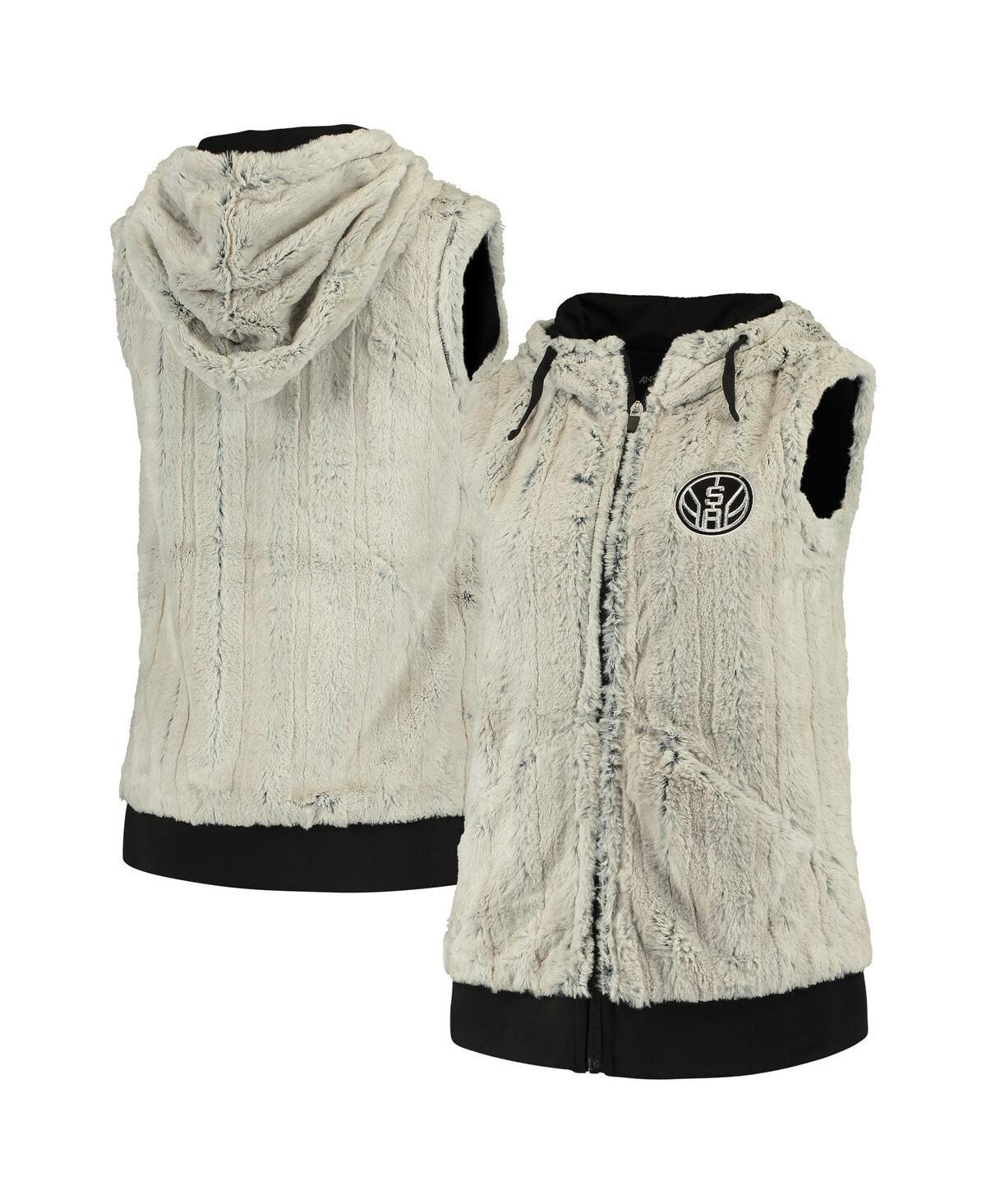 Womens Antigua /Black San Antonio Spurs Rant Hooded Full-Zip Vest product image