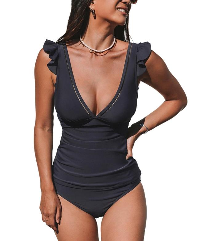 Womens CUPSHE Flutter Sleeve Tankini & Hipster Bottoms Set Product Image