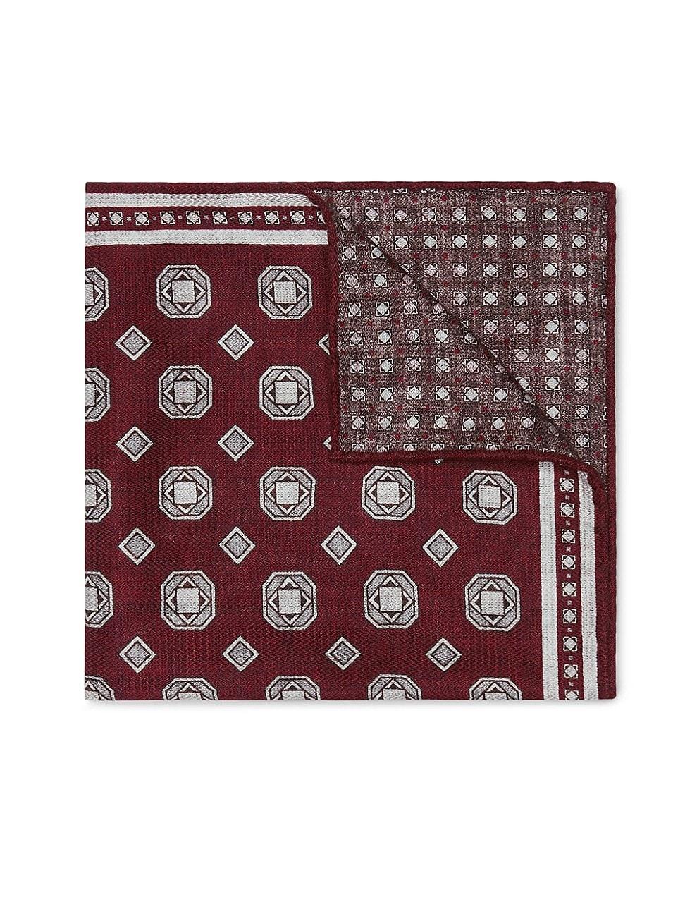 Men's Silk Geometric Pocket Square Product Image