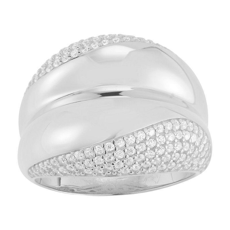 Sunkissed Sterling Cubic Zirconia Bold Dome Ring, Womens White Product Image