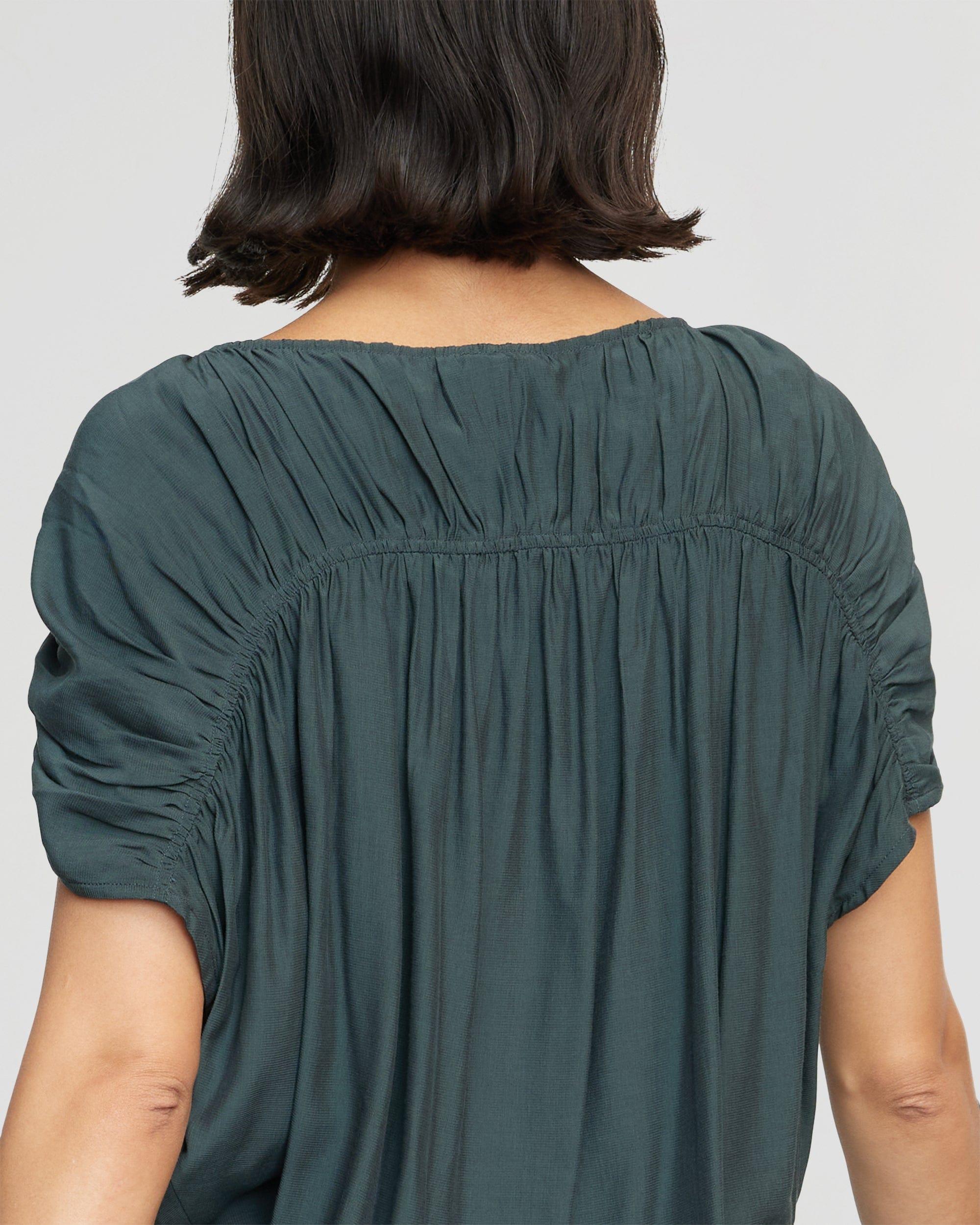 Akari Semi-Sheer Gathered-Shoulder Blouse Product Image