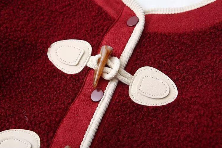 Plus Size Contrast Trim Fleece Toggle Jacket Product Image