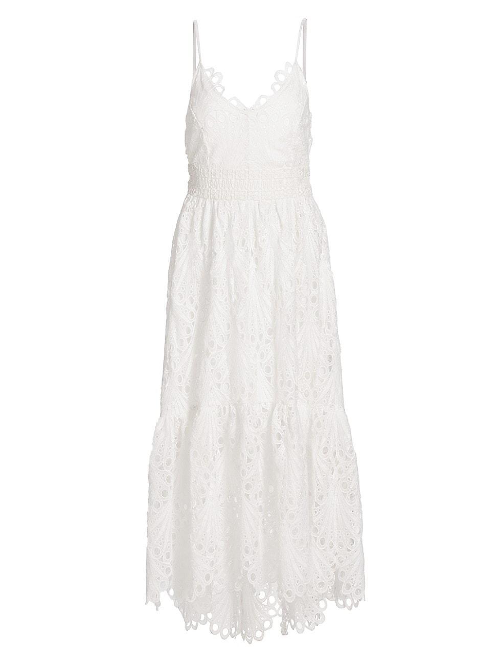 Womens Belle Eyelet Scallop Midi-Dress Product Image