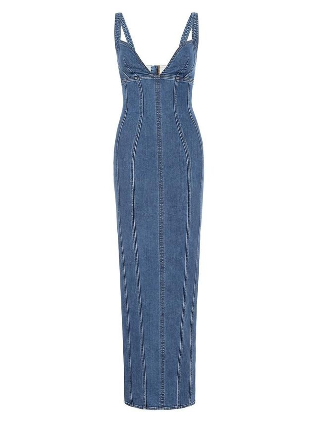 Womens Corset Denim Maxi Dress Product Image