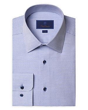 David Donahue Trim Fit Geometric Pattern Microdobby Dress Shirt Product Image