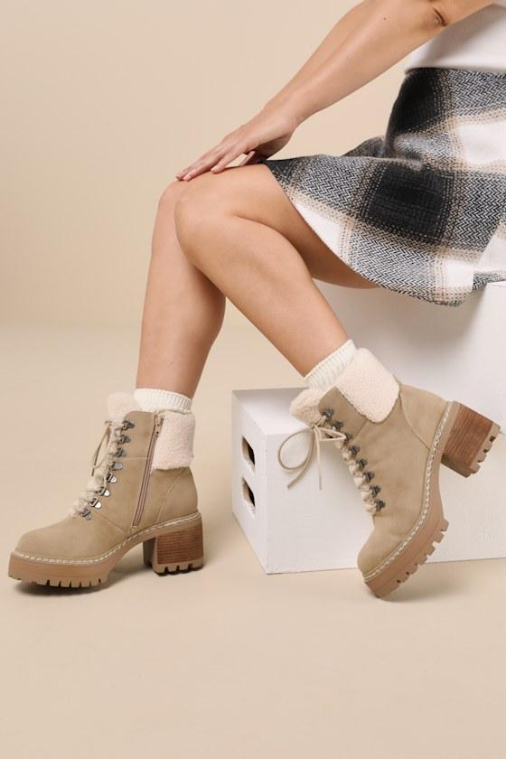 Tiler Sand Suede Faux Fur Lace-Up Ankle Boots product image