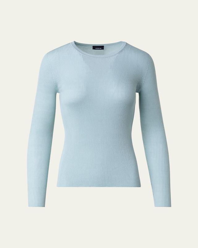 Silk Cotton Seamless Rib Fitted Sweater Product Image