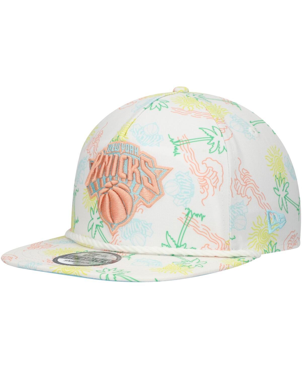 New Era Mens White New York Knicks Palm Trees and Waves Golfer Adjustable Hat Product Image