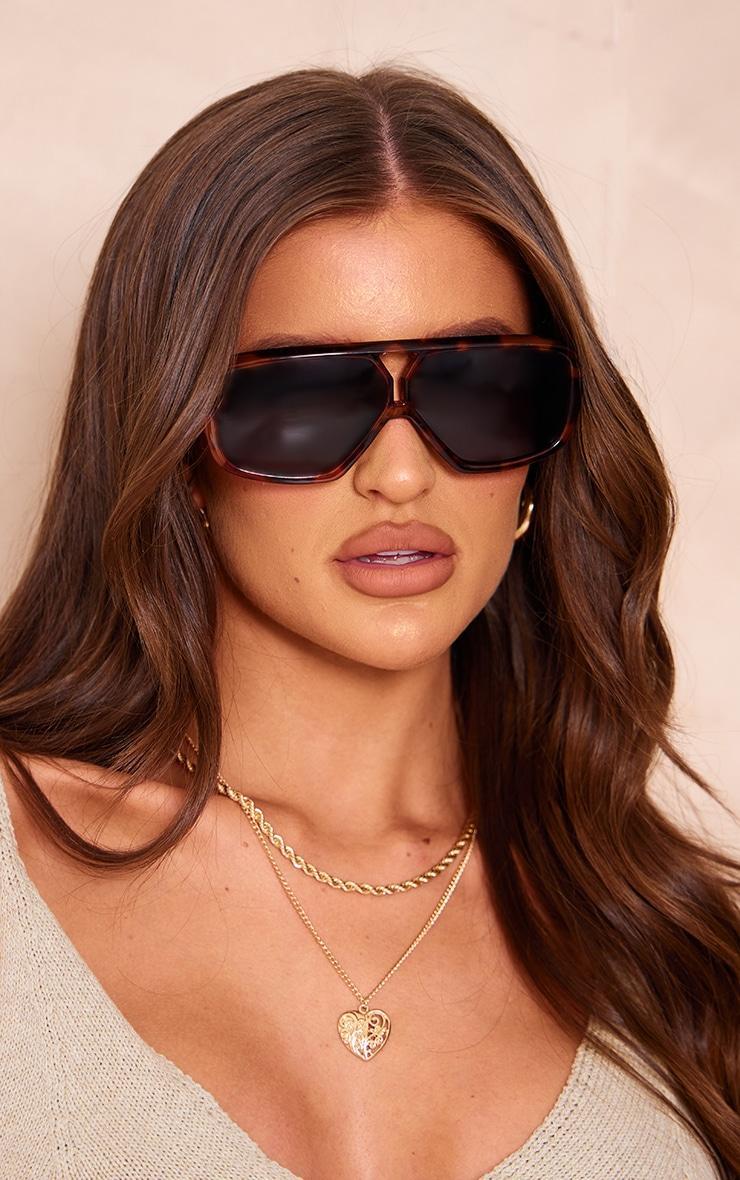 Tortoiseshell Slim Aviator Sunglasses Product Image