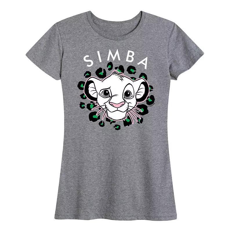 Disneys Lion King Simba Womens Green Spots Graphic Tee Grey Gray Product Image