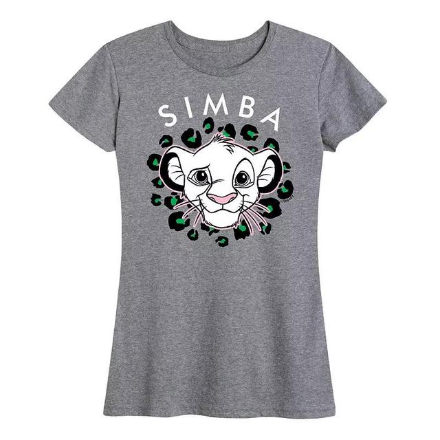 Disneys Lion King Simba Womens Green Spots Graphic Tee Grey Gray Product Image