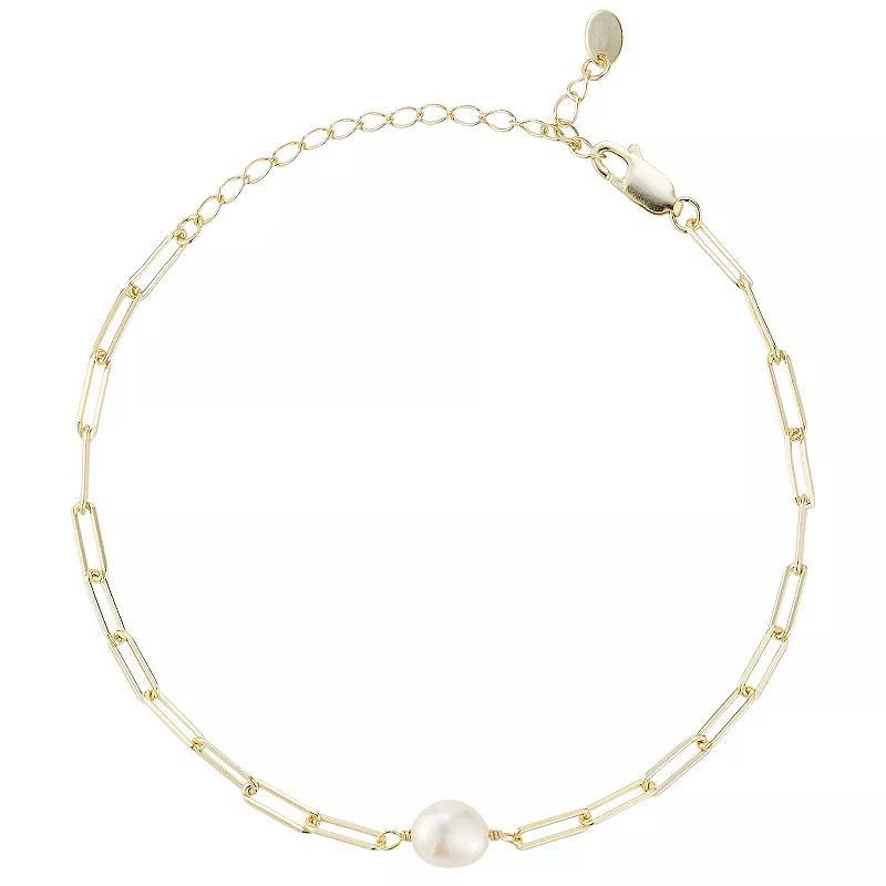 Sunkissed Sterling Freshwater Cultured Pearl Link Anklet, Womens Gold Tone Product Image