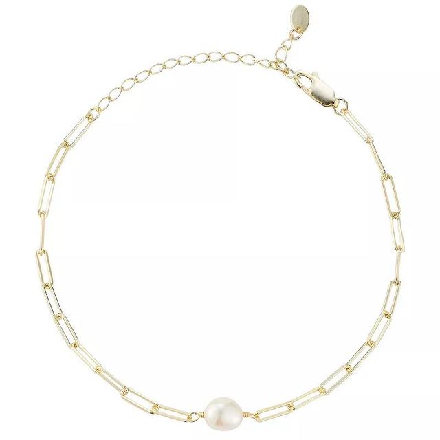 Sunkissed Sterling Freshwater Cultured Pearl Link Anklet, Womens Gold Tone Product Image