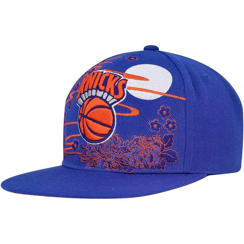 Mens Mitchell & Ness Blue New York Knicks Hardwood Classics Asian Heritage Scenic Snapback Hat Product Image