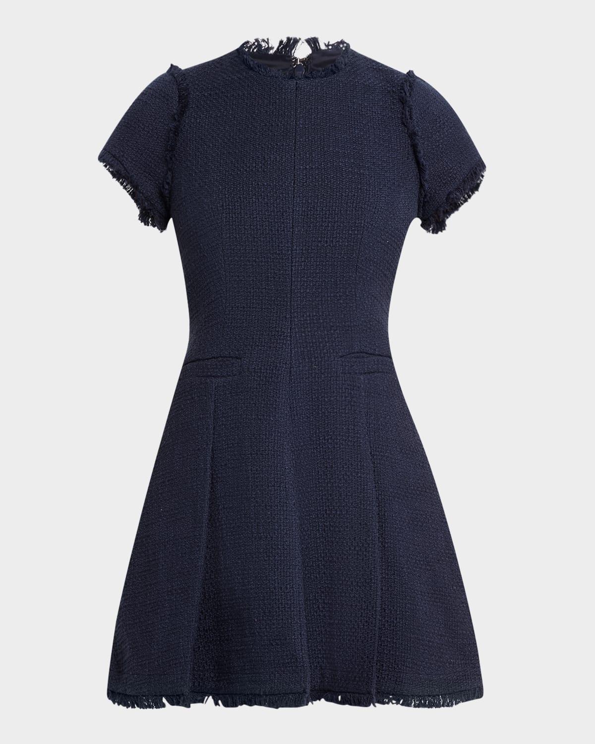 Nova Cotton Boucle Pleated Mini Dress Product Image