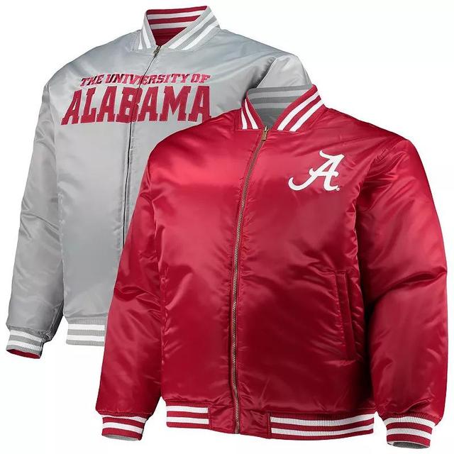 Mens Crimson/Gray Alabama Crimson Tide Big & Tall Reversible Satin Full-Zip Jacket Red Product Image