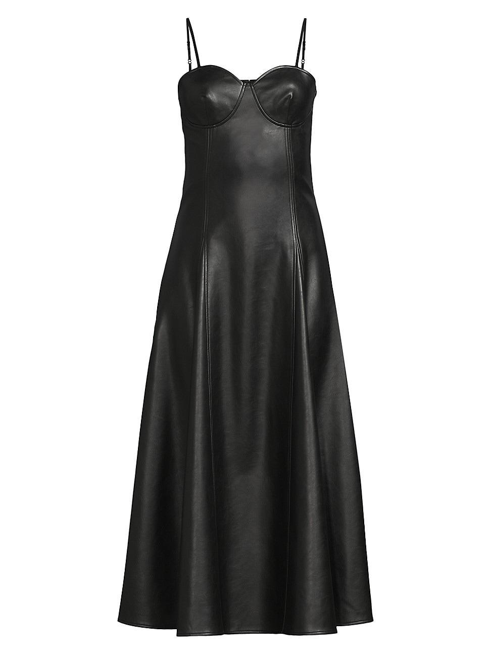 Womens Faux-Leather Midi Dress product image