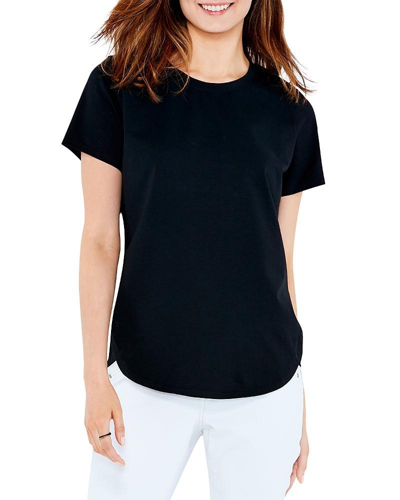 NIC  ZOE NZT Solid Stretch Cotton Knit Jersey Crew Neck Short Sleeve Shirttail Hem Tee Shirt Product Image