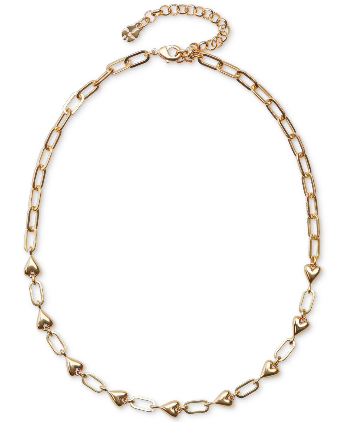 Lucky Brand Gold-Tone Heart Link Collar Necklace, 15-3/4 + 3 extender Product Image