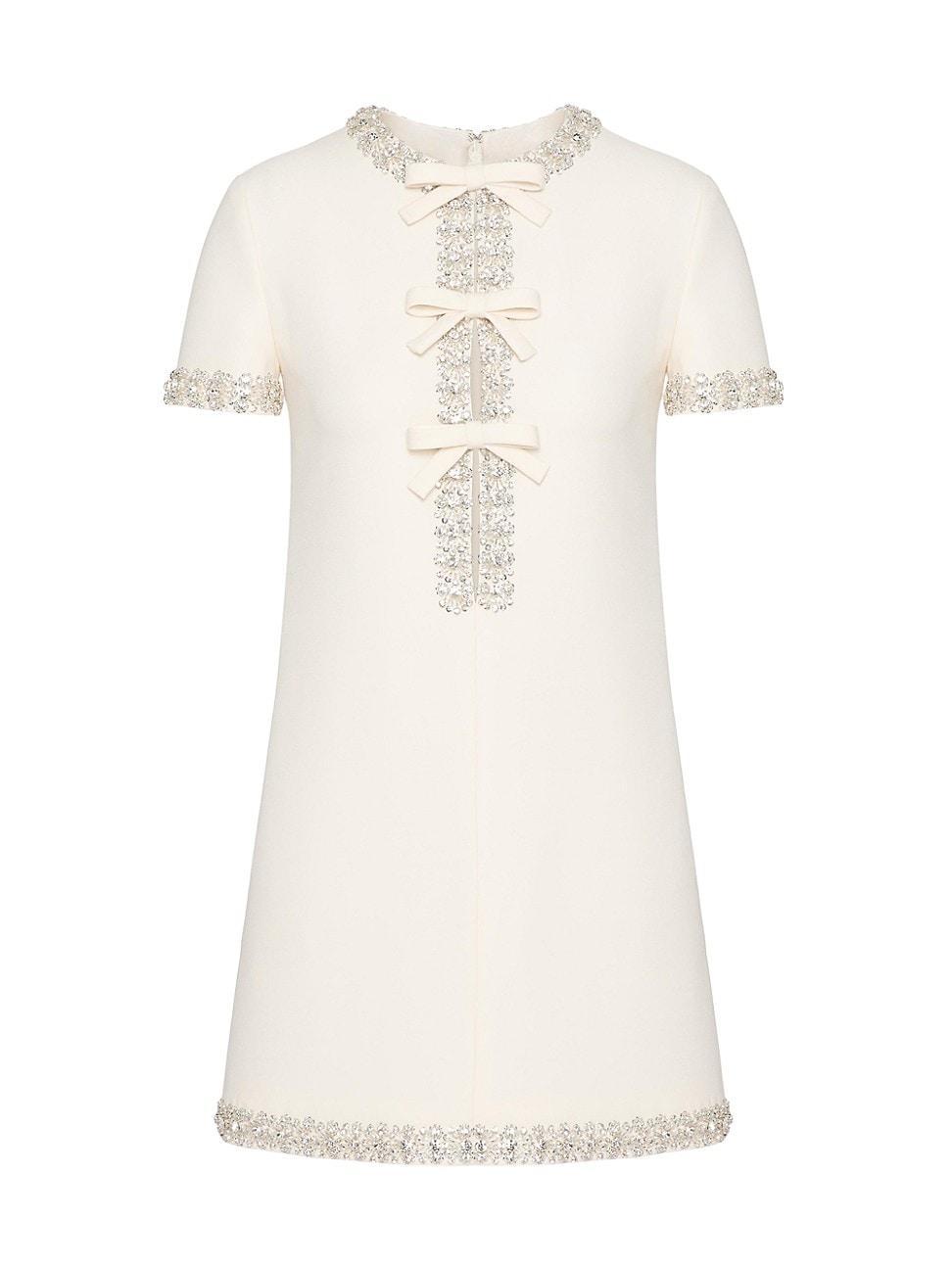 Womens Embroidered Crepe Couture Short Dress Product Image