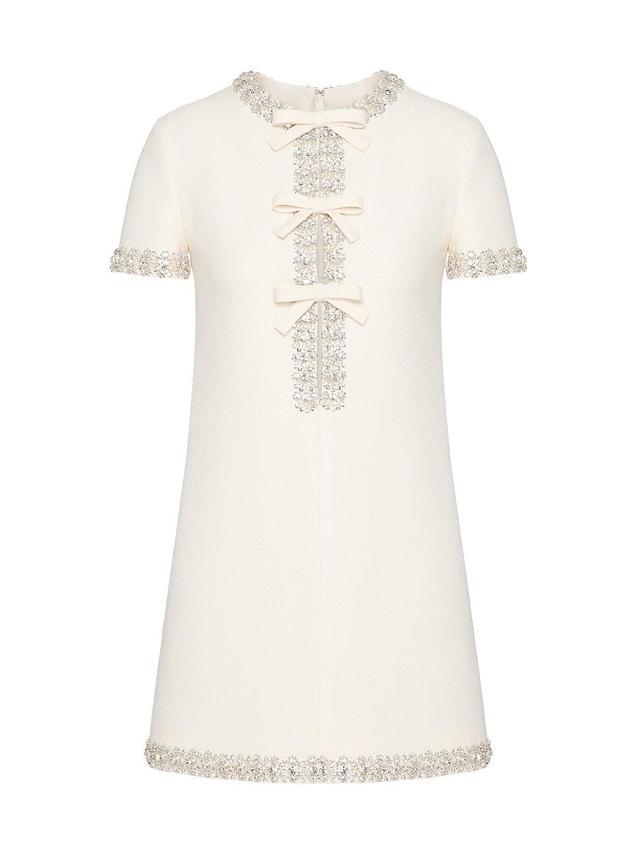 Womens Embroidered Crepe Couture Short Dress Product Image