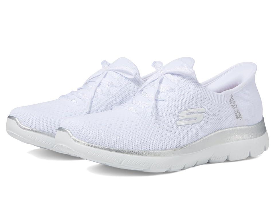 SKECHERS Summits Night Chic Hands Free Slip-Ins (White/ Silver) Women's Shoes Product Image