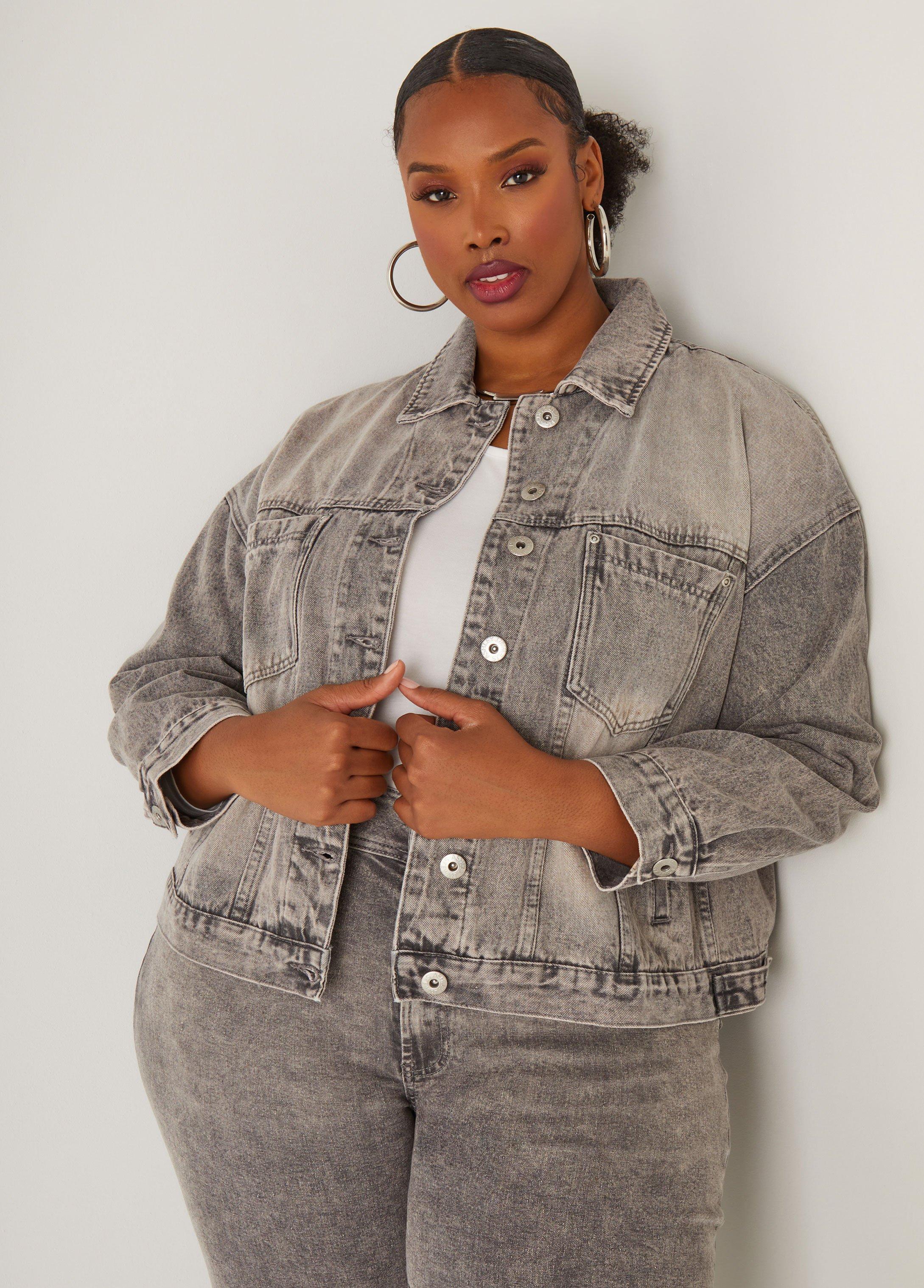 Acid Wash Denim Swing Jacket Product Image