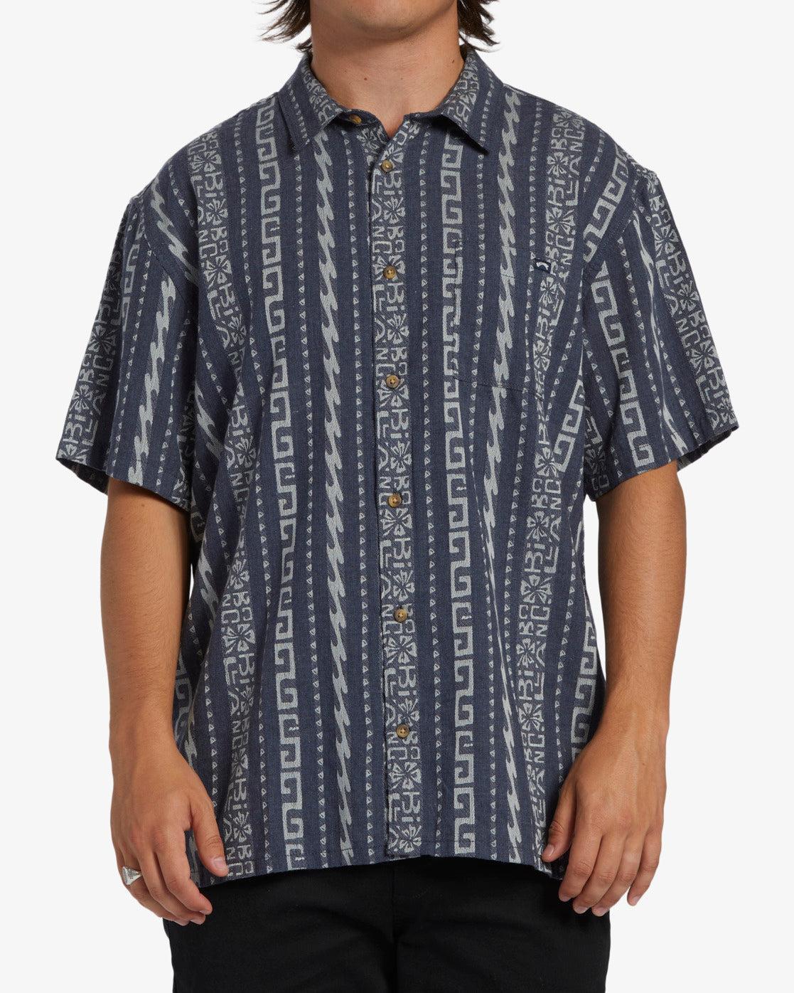 Sundays Jacquard Short Sleeve Shirt - Slate Blue Male Product Image