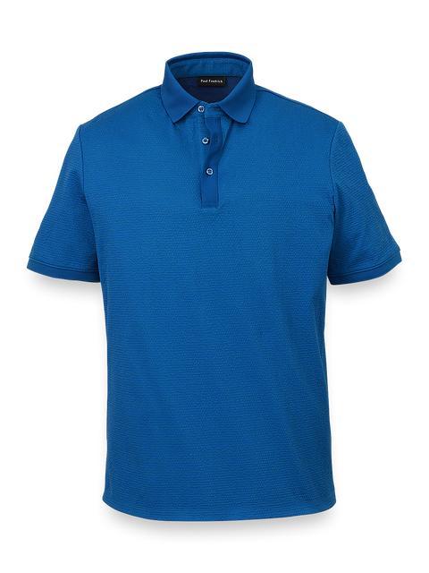 Textured Three Button Polo - Blue Product Image