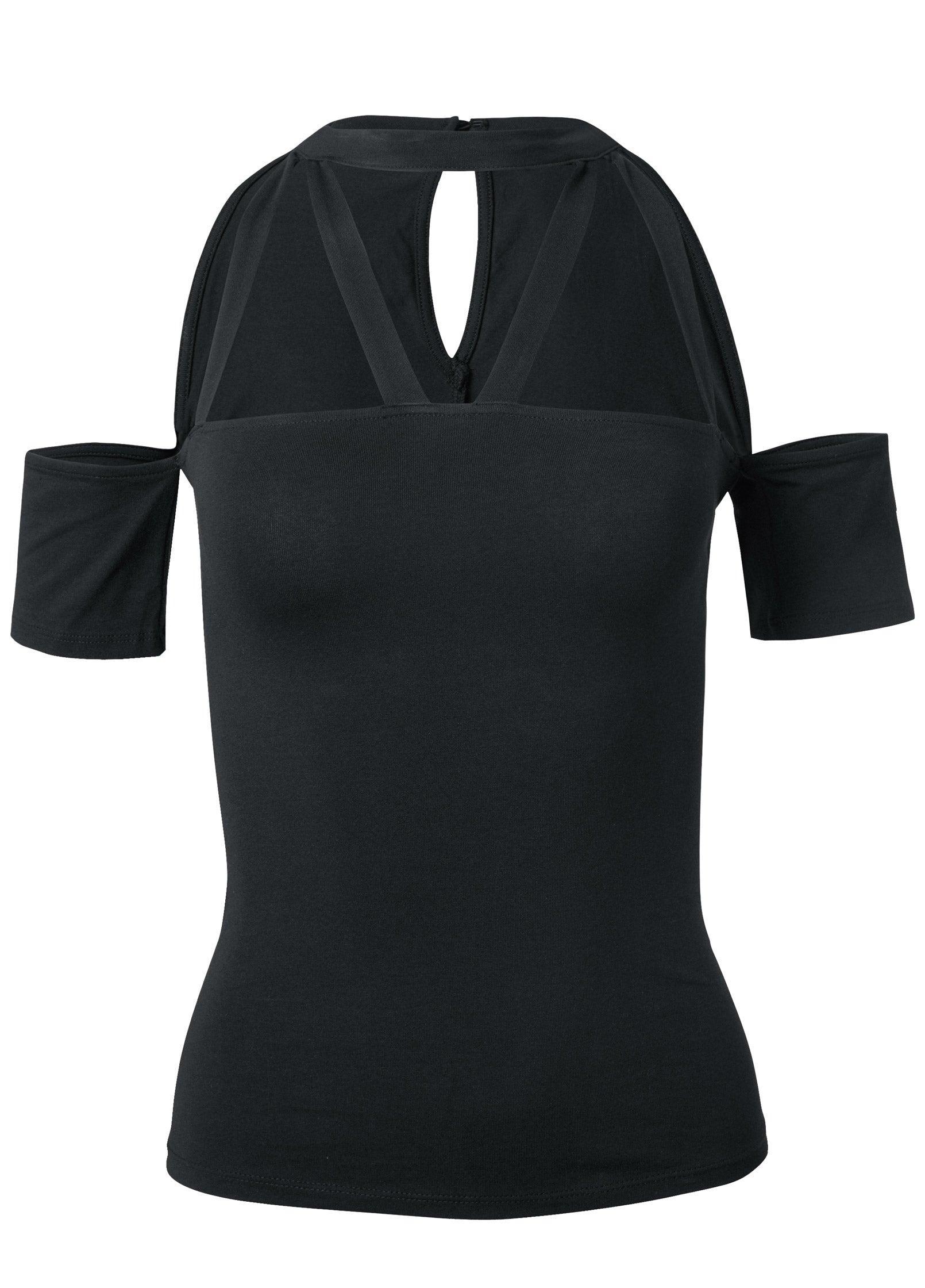 Strappy Open Shoulder Top - Black Product Image