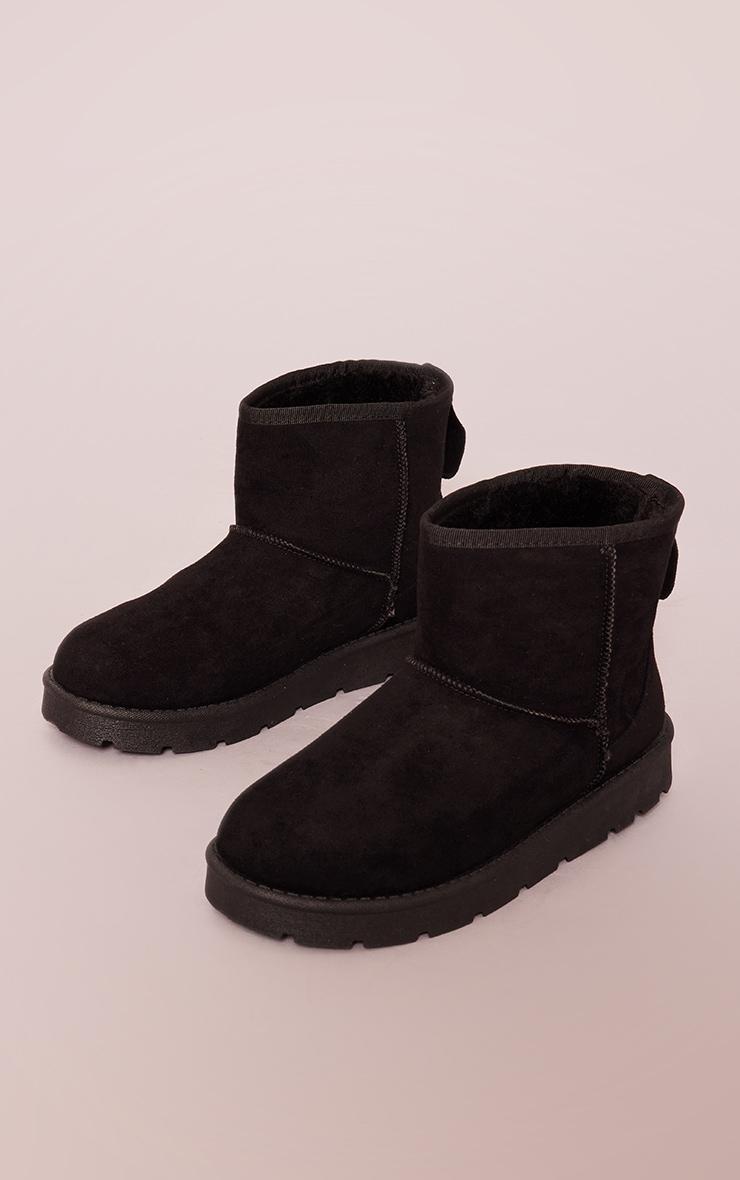 Black Faux Suede Cleated Ankle Boots Product Image