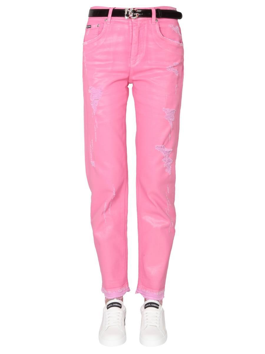 Loose Fit Jeans In Fuchsia Product Image