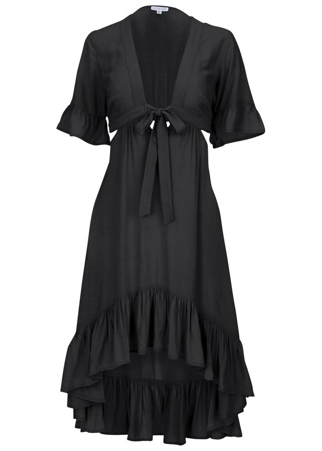 Ruffle Trim Cover-Up Dress - Black Beauty Product Image