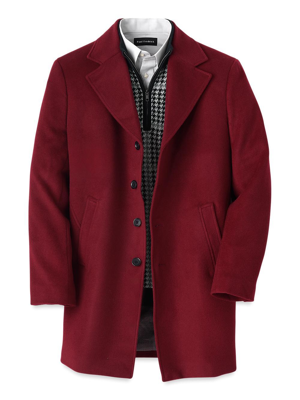 Wool Single Breasted Top Coat - Red Product Image